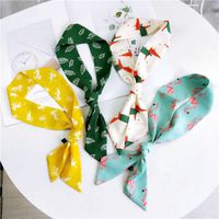 Wholesale Little Fox Small Silk Scarf Womens Korean Spring and Summer Tie Bag Wrapped Handle Ribbon Scarf All Match Long Ribbon Hair Band