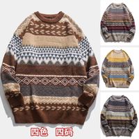 Wholesale Women s autumn printing and dyeing Pullover Sweater women s loose national fashion couple Unisex sweater thin