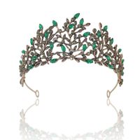 Wholesale Hair Clips Barrettes Baroque Vintage Black Green Crystal Crown Tiaras Bronze Leaf Tiara Headpieces Wedding Bridal Accessories Tocados Para