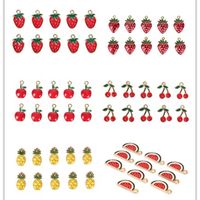 Wholesale 10Pcs Set Enamel Fruit Cherry Watermelon Strawberry Alloy Charms Pendant DIY Craft Findings Jewelry Making Accessories