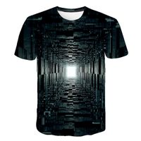 Wholesale Fashion Summer High Quality D Llusion Picture T shirts Men Black Series Print Casual T Shirt Tops Men s