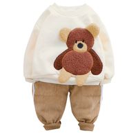 Wholesale Fashion baby Clothing Sets Winter Toddler Infant Newborn Clothes Girls Boys Clothing Sets Cartoon Bear Children Kids Plush Tops Pants V2