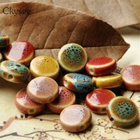 Wholesale ckysee multicolor round ceramic mm handmade flower glazed spacer charm beads for diy jewelry making