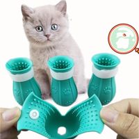 Wholesale Cats Grooming Anti Scratch Boots Silicone Cat Shoes Paw Protector Nail Cover for Bathing Barbering Checking Injecting B3