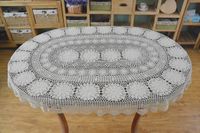Wholesale Ellipse Handmade Crochet Table Cloth Lace Hollow Dinner Tablecloth Crocheted Lace Cotton Table Decorative