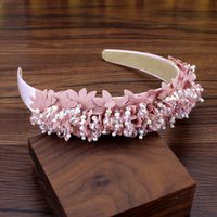 Wholesale Handmade Women Headdress Party Wedding Hair Accessories White Pink Crystal Beads Flower Headbands Fashion Bridal Hairbands
