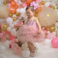 Wholesale Pink Baby Girl First Birthday Dress Princess Puffy Tutu Style Girls Celebrate Birthdays Party Kids Clothes For Poshoots Girl s Dresses
