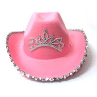 Wholesale Western Style for Women Girl Pink Tiara Cowgirl Cowboy Cap Holiday Costume Party Hat
