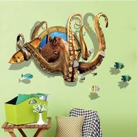 Wholesale Deep Nautical Octopus D Three Dimensional Wall Stickers Home Decor Living Room Art Background Autocollant Mural