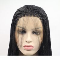 Wholesale Long black Twist Braids wig brown blonde Synthetic Swiss box braided Lace Front Wig wig baby hair for black Women