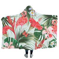 Wholesale Cartoon Flamingo Microfiber Hooded Blanket for Kids Adult Girls Floral Sherpa Fleece Wearable Pink OIFQ730