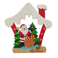 Wholesale For Christmas Wooden Pandent Pentagram House Car Shape Xmas Tree Decoration Snowman Elk Printed Cartoon Cute Crafts Ornaments Supplies G71R9UQ