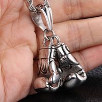 Wholesale 316L Stainless Steel Biker Boxing Gloves Design Men s Pendant Necklace Rope Chain