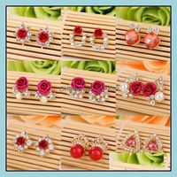 Wholesale Stud Earrings Jewelry Korean Version Of The Women Flower Earring Roses Pearl A Variety Styles Girl Diamond Earring9101 Drop Deli