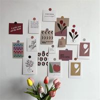 Wholesale Wall Stickers Ins Tulip Decoration Paper Card Set Art Postcard Korean Style Flower Sticker Diy Wild Background Decor