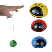 Wholesale 30 Colors Ladybird Ball Creative Toys Wooden Yoyo For Children Baby Educational Hand Eye Coordination Development