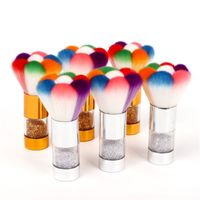 Wholesale Gold Silver Rainbow Cleaning Nail Dust Brushes Petal Plastic Handle Acrylic Gel Powder Nails Art Remover Dirt Brush Cleaner Rhinestones Make Up Manicure Tools