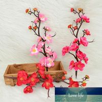 Wholesale Decorative Flowers Wreaths Cherry Red Plum Blossom Silk Artificial Plastic Branch Wedding Party Decoration Home Room Table DIY Fake Flower Factory price expert