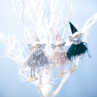 Wholesale Christmas Decorations Angel Doll Toys Xmas Tree Plush Toy Hanging Pendant Fairy Drop Ornament Home Table Decorate Wall Stuff GWF13223