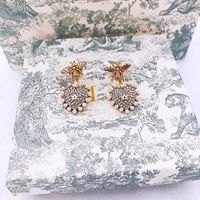 Wholesale 70 Off Outlet Online In family honey bee heart shaped five pointed star full Diamond Pearl Earrings silver needle earrings