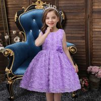 Wholesale 2022 Flower Girls Dresses Purple Three dimensional Children s Walk Show Baby Dress