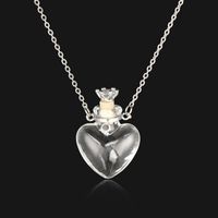 Wholesale Pendant Necklaces Clear Heart Bottle Essential Oil Murano Glass Perfume Stainless Steel Chain Women Perfumes Jewelry