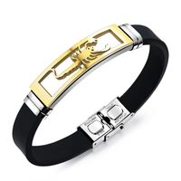 Wholesale Fashion Men s Jewelry Boy Man Scorpion Bracelet Bangles Charm In Black Gold Color Silicone Stainless Steel Bangle