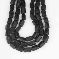 Wholesale Rectangle Black Tourmaline Stone Loose JewelryDrilled Nugget Amethysts Quartz Spacer Beads Making Bracelet DIY XT AMCE