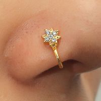 Wholesale Flower Shape Non Piercing Woman Body Jewelry Designer Hoop Face Nose Ring Cuff Rings Studs