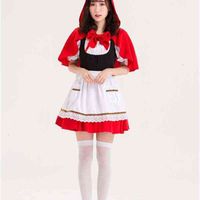 Wholesale Adult Halloween Dresses Cosplay party Casual dress Little Red Riding Hood nightclub Queen Costume