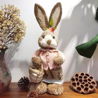 Wholesale 14 quot Artificial Straw Bunny Standing Rabbit with Carrot Home Garden Decoration Easter Theme Party Supplies GWD13278