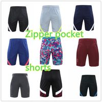 Wholesale mens soccer shorts high quality Football pants zipper pocket adult summer training Pantalones cortos de fútbol