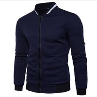 Wholesale Men s Hoodies Sweatshirts Fashion Outerwear Men Youth Stand Collar Plaid Splicing Long Sleeve Loose Zipper White Red Gray Blue Black