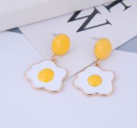 Wholesale Gold Color studs Enamel White Yellow Flower Statement Earings Fashion Long Drop Earrings Women s Jewelry