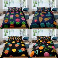 Wholesale Nordic Black Pineapples Bedding Set Single Twin Fruit Bed Linen Duvet Cover Teens Quilt Pillowcase Piece Girl Gift Sets