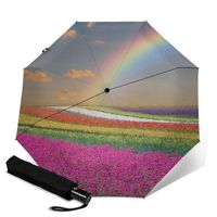 Wholesale Umbrellas Outside Folding Patio Custom Picture Flowers And Rainbow Printing Parasol Rainy Days Commercial Windproof Umbrella