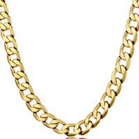 Wholesale Stainless Steel Cuban Curb Link Chains Necklaces Gold Classic Sports Flat Long Necklace DIY Hip Hop Chain Charm Men Jewelry