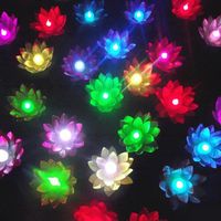 Wholesale Candles Change Color Electronic Lotus Lantern Light Floating Pool Decorations Night LED Outdoor Flameless