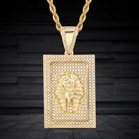 Wholesale Hip Hop Iced Out Egyptian Pharaoh Pendant Pave Cubic Zircon Card Necklace For Men Rock Jewelry Drop Necklaces