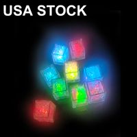Wholesale LED Ice Cube Multi Color Changing Flash Night Lights Liquid Sensor Water Submersible For Christmas Wedding Club Party Decoration Light lamp usa stock oemled