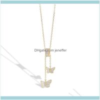 Wholesale Chains Necklaces Pendants Jewelrys925 Sier Necklace Korean Fashion Black And White Oil Size Butterfly Tassel Cylinder Zircon Clavicle Chai