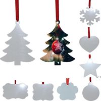 Wholesale Sublimation Blank Christmas Ornament Double Sided Xmas Tree Pendant Multi Shape Aluminum Plate Metal Hanging Tag Holidays Decoration