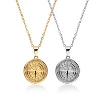 Wholesale MICCI Wholale Stainls Steel Souvenir Navigationl Travel Jewelry K Gold Plated North Star Compass Pendant Necklace for Men