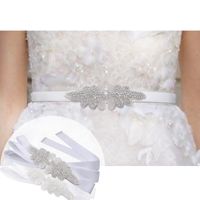 Wholesale Wedding Sashes Ivory Mariage Rhinestone Belt Crystal Beaded Sash Bridal Shower Simple B24