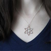 Wholesale Chains Silver Atom Neuron Beaker Science Jewelry Necklace Chemistry Women Space Gifts
