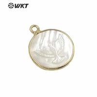 Wholesale WT JP237 Classic Women MOP necklace pendant white shell dove of peace pendant in gold electroplated round shape G0927
