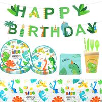 Wholesale DHL Ship Dinosaur Theme Party Dinosaur Balloon Disposable Tableware Set Kids Boy Birthday Party Decoration Jungle Party Baby Shower Favor