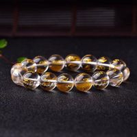 Wholesale Natural White Crystal Gilding Six Words Proverbs Ball Bracelet Men and Womens Prayer Beads Bracelet Natural Crystal Jewelry Gift