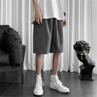Wholesale HYBSKR Summer Men Shorts Straight Loose Casual Ice Silk Korean Style For Man Solid Color Male