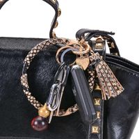 Wholesale Women Shopping With Tassel Key Ring Hanging Hands Free Portable Anti Lose Fashion Daily Wristlet Bracelet Keychain PU Leather Keychains